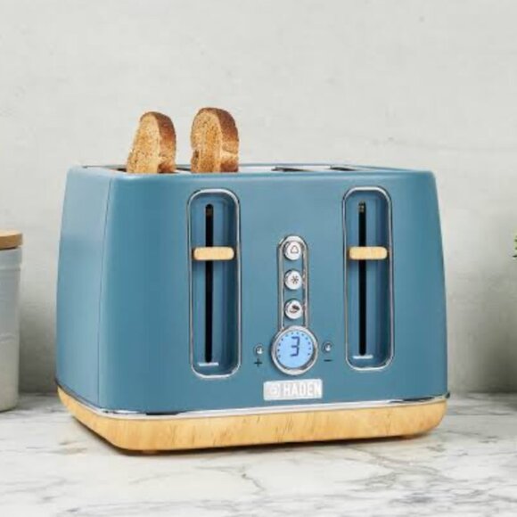 Haden Dorchester 4-Slice Wide Slot Stainless Steel Toaster Stone Blue NWT - Picture 2 of 6